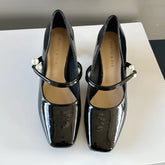 LIZAKOSHT  -  Fashion Chunky Mary Jane Shoe Patent Leather Elegant Dress Shoes Pearl Buckle Comfort Spring Square Toe High Heels Female Pumps