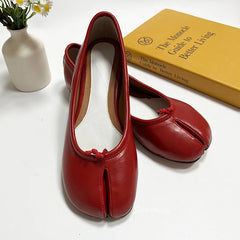 LIZAKOSHT - Women Red Ballets Shoes Split Toe Flat Ballerines Mary Janes Plus Size 44 Lolita Dress Ballerina Zapato Muje