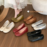 LIZAKOSHT - Autumn Women Flat Shoes Fashion Split Toes Shallow Slip On Ladies Elegant Laofer Shoes Low Wedge Heel Drees Boat Shoes Woman New