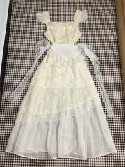 LIZAKOSHT - Fairy Lace Sling Slim Party Dresses Hot Sweet Goth Punk Long Dress Vintage Harajuku Korea Y2k 2000s Summer Grunge Backless Sexy