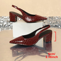 LIZAKOSHT - Ladies' Slingback Spring Summer Closed Head Strap Single Shoe Pointed Toe Thick Heel Sandals for Parties Dinners Women's Shoes