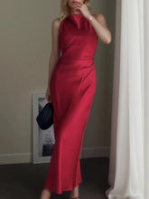 LIZAKOSHT  -  Summer New Women Sleeveless Dress Fashion Temperament Sexy Silk Satin Texture Solid Color Midi Long Dress Women Elegant