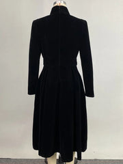 LIZAKOSHT  -  Womens Evening Dresses High Neck Midi Dress New Black Long Sleeves Elegant Party Dress for Female Casual Gathering