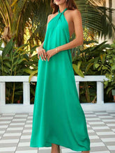 LIZAKOSHT - Casual Loose Sleeveless Beach Dress Women Solid Hollow Out Long Maxi Dress Summer Sexy Backless Solid Strap Cover Up Sundress
