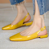 LIZAKOSHT - Elegant Flat Loafers Shoes Woman Soft Square toe Large Size Slingbacks Sandals Yellow Pink Dance Walking Office Shoes Comfort