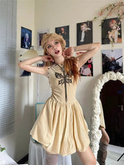 LIZAKOSHT - Hikigawa Summer Causal Women Dress All Match Bufferfly Print Dresses Sleeveless Sexy Chic Fashion Elegant Vestido De Mujer