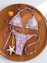 LIZAKOSHT - Pleasted Bikini Sexy Swimwear Floral Print Bikini Set Triangle Swimsuit Women Two Piece Suits Bandage Beachwear Bath Suit