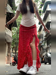 LIZAKOSHT - Skirts for Women Vintage Print Casual Female SkirtS 2024 Summer New Streetwear High Waist Elegant A-Line Skirts