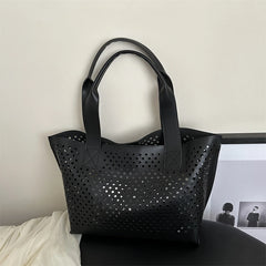 LIZAKOSHT - Hot Selling Trend Hollow PU Large Capacity Women's Shoulder Bag 2024 New Fashion Casual Combination Shoulder Bag Solid
