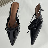 LIZAKOSHT  -  New Brand Sandals Women Sexy Pointed Toe High Heels Shallow Bow Slingback Dress Shoes Low Heel Mules Pumps Women Slipper