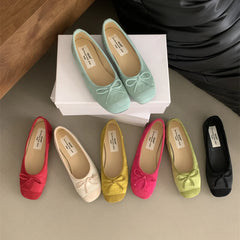 LIZAKOSHT - Ballet Shoes For Girls Chinese-Style Butterfly-Knot Round Toe Flat Female Sandals New Designer Luxury Brand Solid Color Leisure