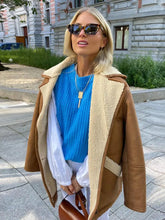 LIZAKOSHT Women Fashion Casual Lamb Wool Spliced Cropped Coat Single Breasted Loose Sleeved Overcoat Autumn/Winter Streetwear Female