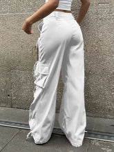 LIZAKOSHT - Bow Safari Style Big Pockets Wide Leg Pants Y2k Streetwear Mid-Waist Loose Trousers Women's Thin Casual pants