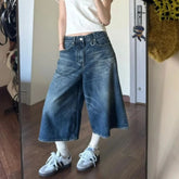LIZAKOSHT  -  Baggy Y2k Jorts Vintage Loose Knee Length Shorts Jeans Streetwear Oversized Wide Leg Denim Pants America Casual Trousers