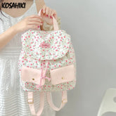 LIZAKOSHT - Backpacks for Women Sweet Y2k Aesthetic Students Fashion Ins Schoolbags All Match Girl Chic Flower Print Canvas Travel Backpack