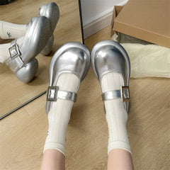 LIZAKOSHT - Retro Woman Shoes All-Match Female Footwear Oxfords Shallow Mouth Clogs Platform Dress Summer Leather New Creepers Mary Janes