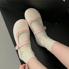 LIZAKOSHT - Kawaii Lolita Flats Shoes Mary Jane Women's Cute Japanese Cute Sweet Girls Student Round Head Jk Uniform Shoes