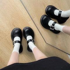 LIZAKOSHT - Retro Woman Shoes All-Match Female Footwear Oxfords Shallow Mouth Clogs Platform Dress Summer Leather New Creepers Mary Janes