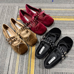 LIZAKOSHT - Soft Female Round Toe Footwear Women Mary Janes Lolita Shoes New Silk Fashion Buckle Strap Elegant Shallow Ladies Flats Shoes