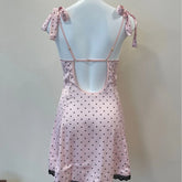 LIZAKOSHT - French Polka Dot Suspender Sleep Dress Women's Summer High Quality Slim Waist Square Collar Beauty Back Strapless Nightdress