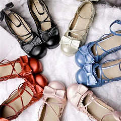 LIZAKOSHT - Sweet lolita shoes kawaii girl bowknot bandage women shoes japanese vintage thick heel round head cosplay tea party dress shoes