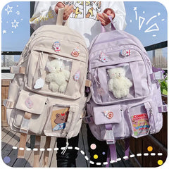 LIZAKOSHT - Student Kawaii Backpack Large Girl Teens Cute College School Bag Women LOT