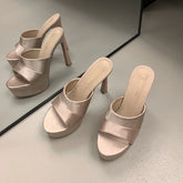 LIZAKOSHT - Nightclub Summer Platform Women Slippers Concise Open Toe Shoes Ladies Sexy Thick Heels Banquet Party Stripper Slides Shoes