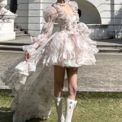 LIZAKOSHT - Small Dress Trailing Women's Pettiskirt Nightclub Party Birthday Wear Short Skirt