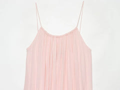 LIZAKOSHT - BOHO Women Wrinkled Pink Lacing Up Bow Strap Sling Dress O neck Loose Straight Midi Long Dresses Holiday Summer Sun Robe