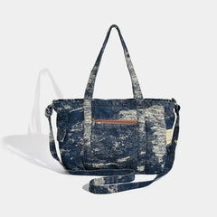 LIZAKOSHT - Washed Denim Women Handbag Luxury Rivet Designer Shoulder Crossbody Bag for Female Large Capacity Shopper Bag big totes