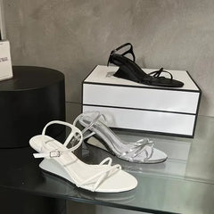 LIZAKOSHT - Summer Design Hollow Out Wedges Sandals Women Street Style Ankle Buckle Strap Banquet Dress Female Shoes Женская Обувь