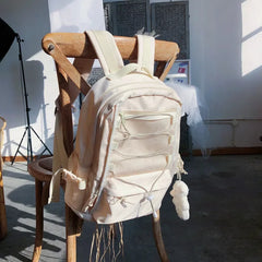 LIZAKOSHT - Korean Ins Preppy Solid Simple Backpack High-capacity Casual Travel Schoolbag Y2k All Match Women Vintage Backpacks for Students