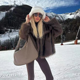 LIZAKOSHT  -  New Autumn Winter Fox Fur Coat Thickened Fluffy Fur Jacket European American Celebrity Faux Fur Women's Plush Overcoat