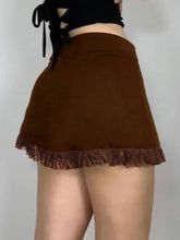 LIZAKOSHT - New Vintage Cottagecore Skirt Women Streetwear Pastel Y2k Retro Gothic Lace Patchwork Rivets High Wais Aesthetic Rave Skirt