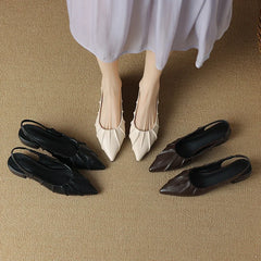 LIZAKOSHT - new hot summer women sandals plus size 22-26.5cm Microfiber upper pointed toe pleated back strap women shoes fashion