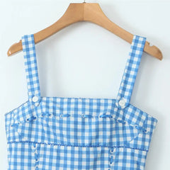 LIZAKOSHT - Luxury dresses women 2024 Long dresses for women evening party dresses bodycon midi dress elegant blue plaid dress tank sundress