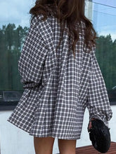 Lizakosht Classic Plaid Pocket Shirts Tops Spring Autumn Button Up Long Sleeve Turndown Collar Loose Long Blouse Vintage Casual Outerwear