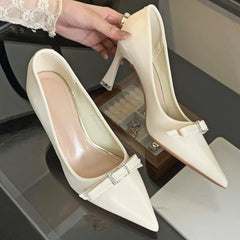 LIZAKOSHT - Bow Design Fine High Heels Women Brand Elegant Pumps Female Comfy Simple Fashions Pointed Toe High Heeled Office Women Shoes