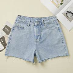 LIZAKOSHT - Women Loose Denim Shorts Casual Washed Raw Hem Jean Shorts Vacation Club Streetwear