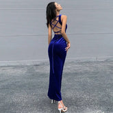 LIZAKOSHT - autumn and winter new style waist-hugging slim hip-packing sexy backless fishtail skirt party dress