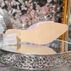 LIZAKOSHT  -  Luxury Rhinestone Transparent Thick Rooted Slippers Women Branded Designed Pointed Toe Open Toe High Heeled Sandal Dress Pumps