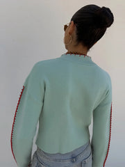 LIZAKOSHT - O-Neck Single Breasted Octopus Cardigan Woman Long Sleeve Loose Stitch Short Knit Jackets Casual Versatile Women's New Cardigans