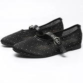 LIZAKOSHT  -  Leopard Mesh Round Toe Flat Ballet Shoes Brand Designer Sandals Women Breathable Soft Sole Comfy Fashion Mary Jane Shoes Female