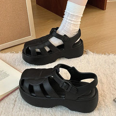 LIZAKOSHT - Shoes Ladies' Slippers Slipers Women Luxury Slides Fretwork Heels Platform Summer Designer Scandals House Slippers Platform