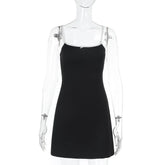 LIZAKOSHT - Color-Block Bow Spaghetti Strap Mini Dress Slim A-Line Summer Dress For Women Chic Summer Fashion Casual Outings