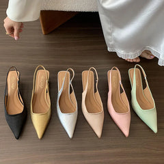 LIZAKOSHT - Summer New Brand Women Sandal Fashion Pointed Toe Sahllow Slip On Ladies Elegant Slingback Shoes Thin High Pumps New Woman