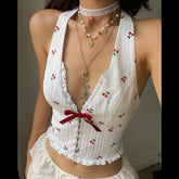 LIZAKOSHT - Summer Fashion Women's Wear Simple Style Casual Versatile Deep V Hanging Neck Short Top for Women