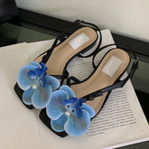 LIZAKOSHT  -  Flower Designer Slingback Sandals Female Summer Fashion Vacation Beach Clip Toe Shoes Comfy Dress Shoes Open Toe Flat Sandalias