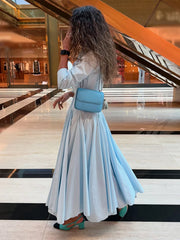 LIZAKOSHT - Solid Women's Two Piece Suit Turn-down Collar Full Sleeve Short Top A-line Hip Package Long Skirt 2025 Autumn Lady Causal Outfit