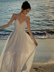 LIZAKOSHT - Real Photos Of Sanya Beach Backless Super Fairy Holiday Dress Senior Sense Long Skirt Gauze Female